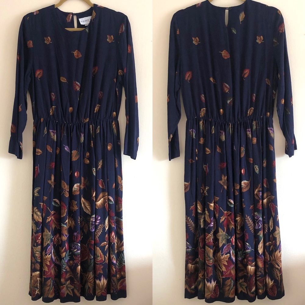 Vintage 80’s Fall Autumn Long Sleeve Dress